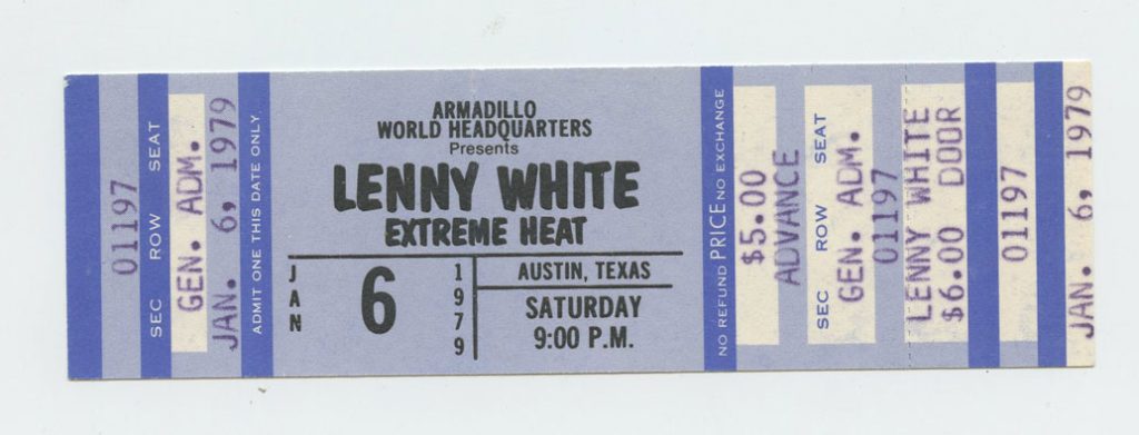Lenny White Ticket Vintage 1979 Jan 6 Austin TX 