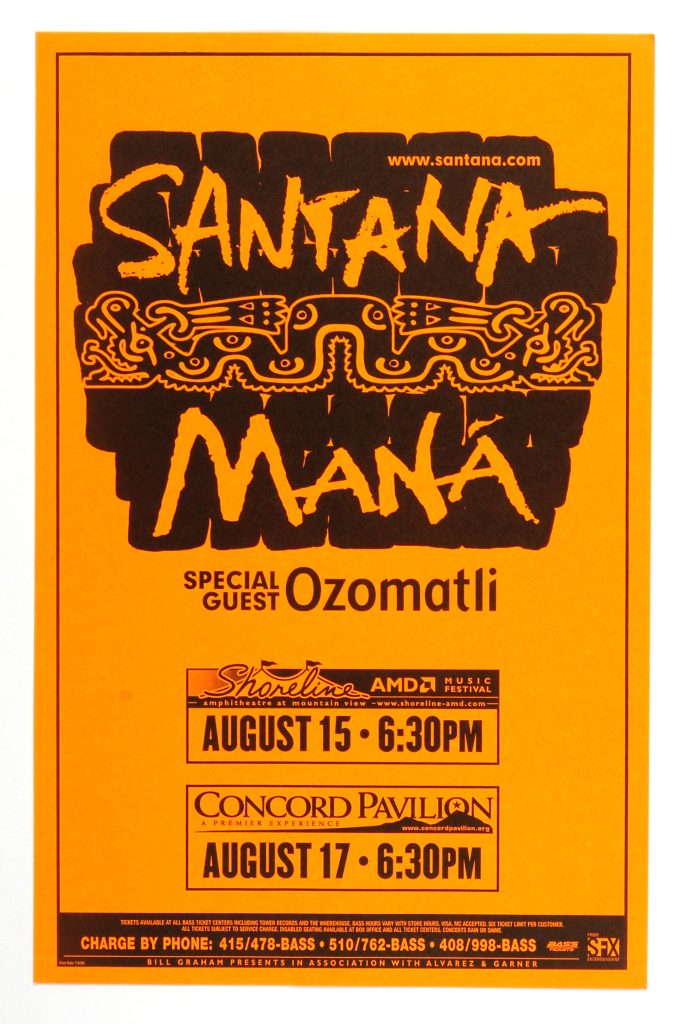 Santana w/ MANA Poster 1999 Aug 15 Shoreline Amphitheatre