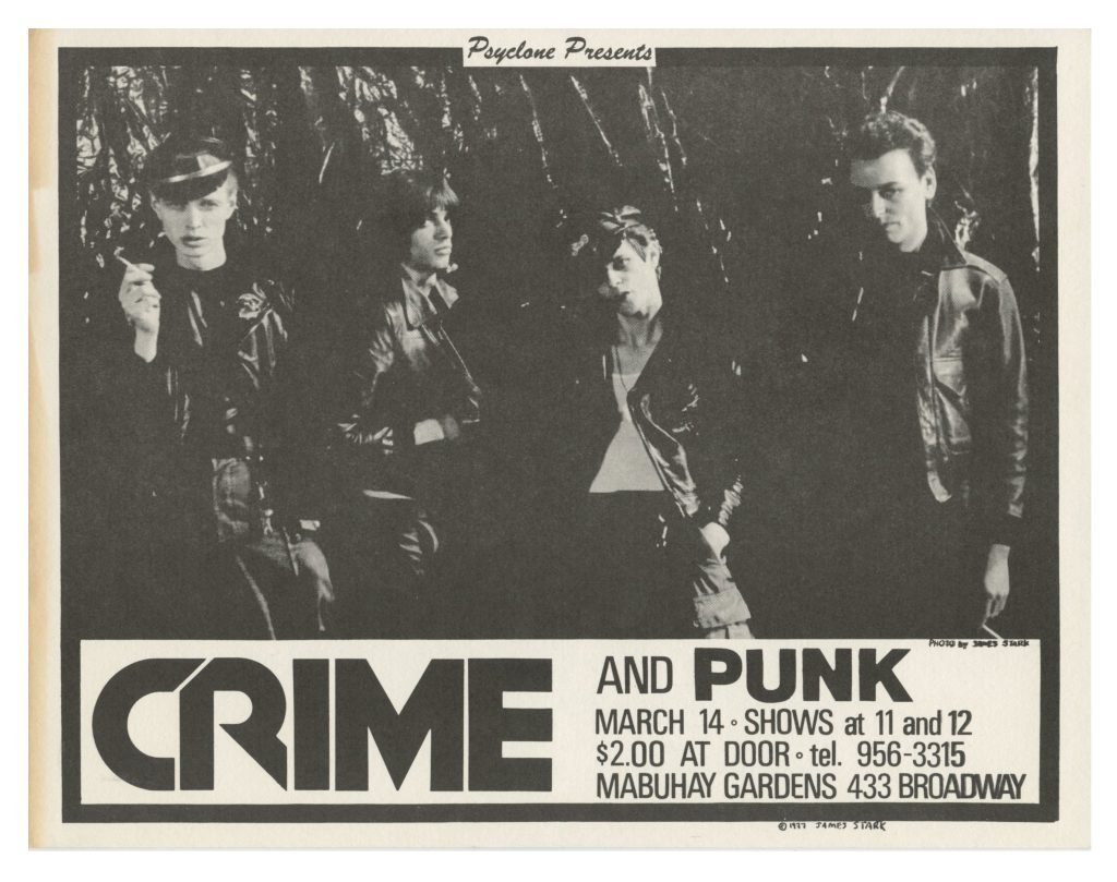 Crime Early American Punk Band Handbill 1977 March 14 Mabuhay Gardens