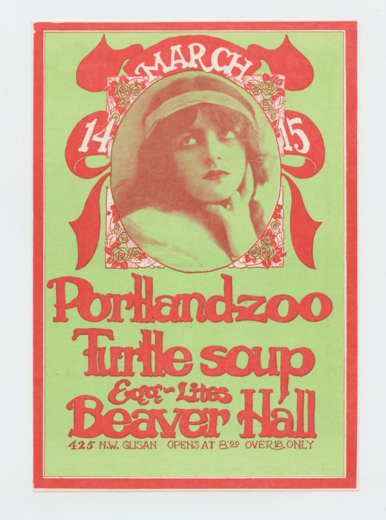 Portland Zoo Handbill w/ Turtle Soup 1969 Beaver Hall Portland Bruce Weber