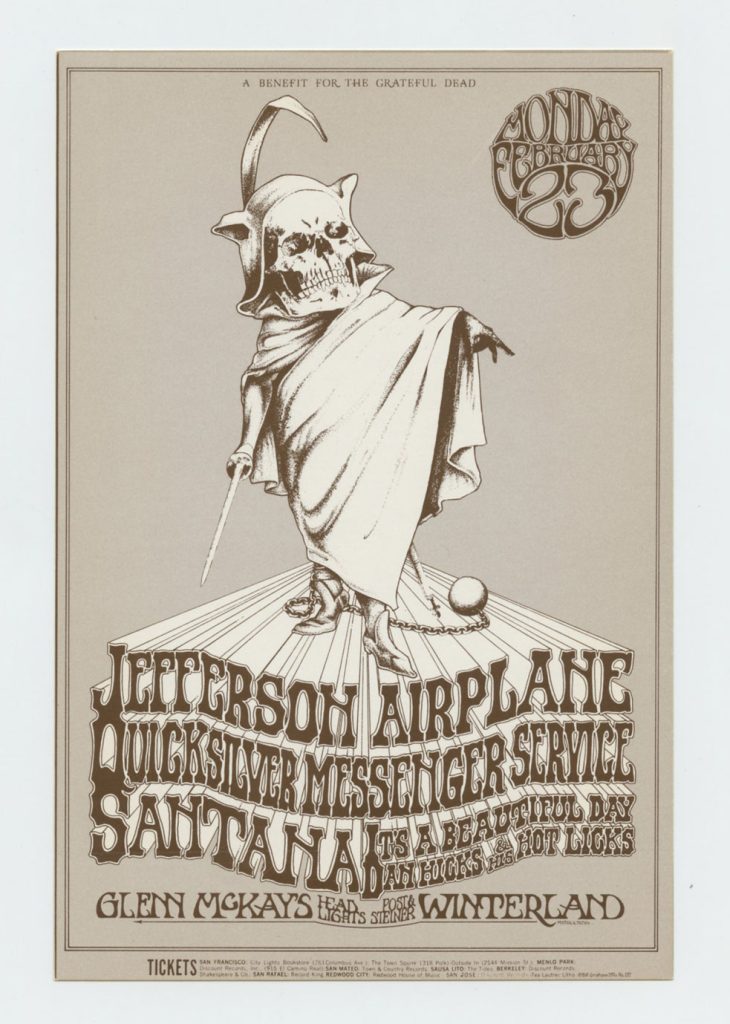 BG 222 Postcard Jefferson Airplane Santana 1970 Feb 23