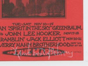 Matrix Handbill 1970 Norman Greenbaum John Lee Hooker Mark T Behrens signed