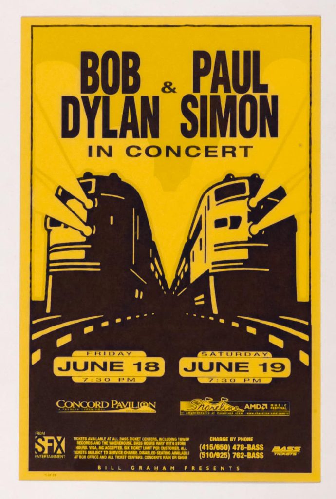 Bob Dylan Paul Simon Poster 1999 June Concord Pavilion Shoreline Amphitheatre