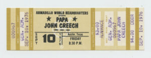 Papa John Creach Ticket Vintage 1976 September 10 Austin TX 