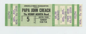 Papa John Creach Ticket Vintage 1978 November 5 Austin TX 