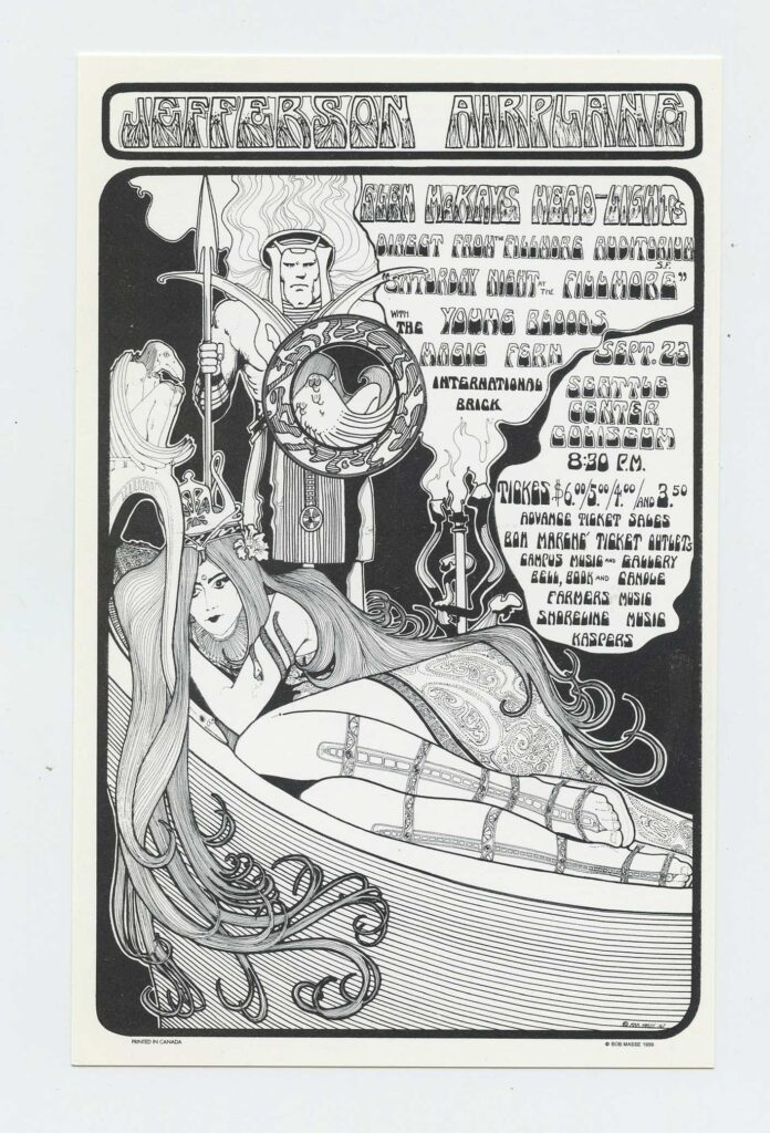 Jefferson Airplane Handbill w/ Youngbloods 1967 September 23 Seattle Center BW