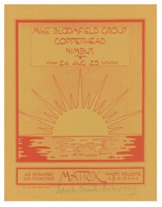 Matrix Handbill 1970 Mike Bloomfield Nimbus Copperhead Mark T Behrens signed