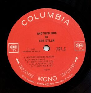 Bob Dylan Vinyl Another Side of Bob Dylan 1964